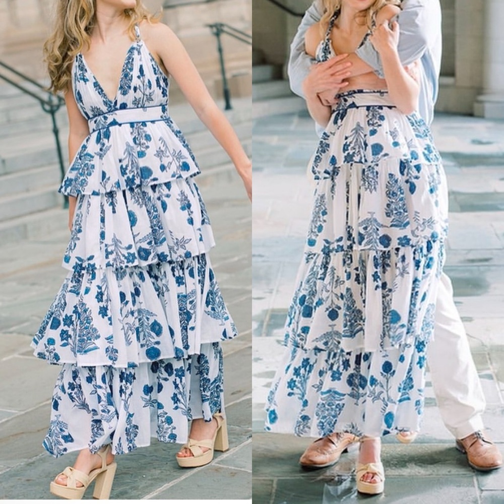 Tiered Maxi Dress Fairy Whimsical Cotton Cottage‎ core Wedding XL